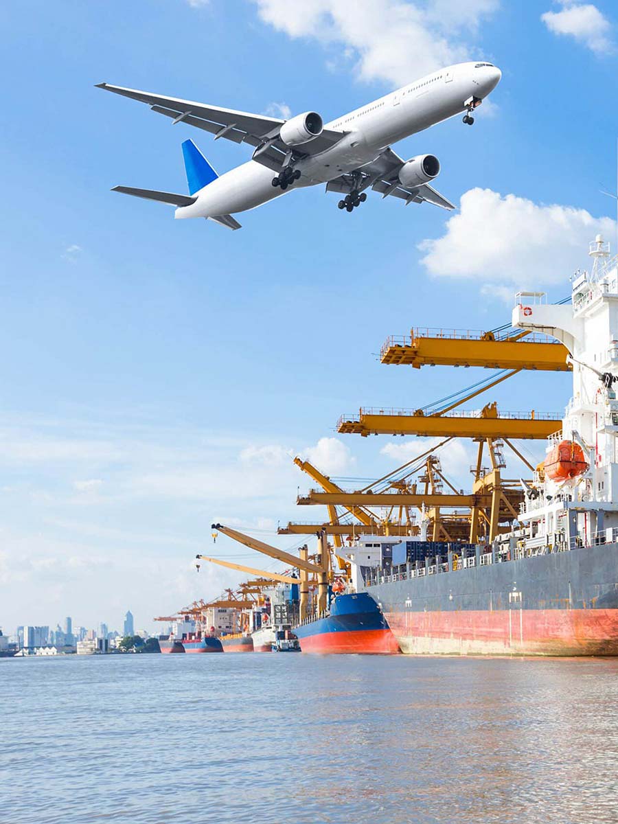 Primary modes of transportation: ocean shipping and air freight