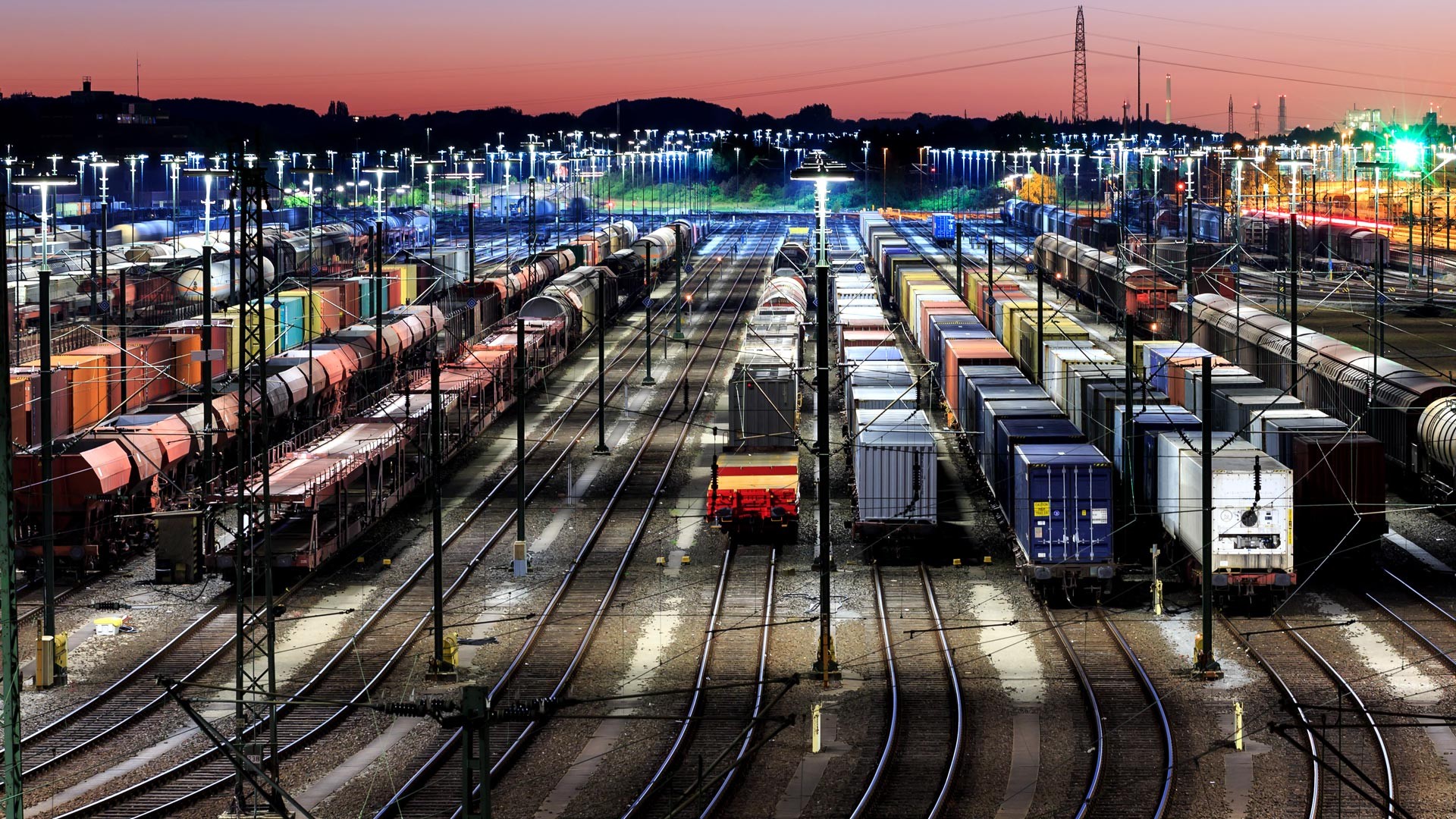 A large number of trains are transporting goods to various parts of the world.