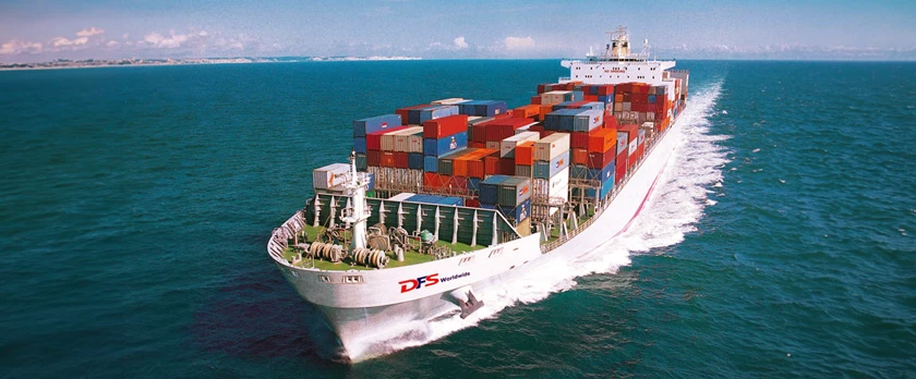Import and export goods are transported by sea.